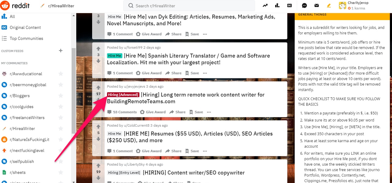 How to find writing jobs on reddit