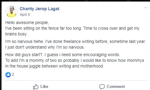 Starting my freelance writing business.